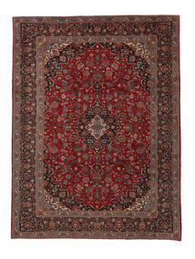 Tapete Kashan 275X367 Preto/Vermelho Escuro Grande (Lã, Pérsia/Irão)