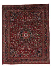 Tapete Persa Mashad 305X387 Preto/Vermelho Escuro Grande (Lã, Pérsia/Irão)