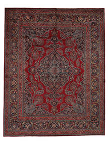  Orientalischer Maschad Fine Teppich 313X400 Schwarz/Dunkelrot Großer Wolle, Persien/Iran Carpetvista