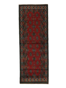  Afghan Fine Tappeto 86X235 Di Lana Nero/Rosso Scuro Piccolo Carpetvista