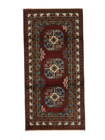  Afghan Fine Rug 101X205 Wool Black/Brown Small Carpetvista