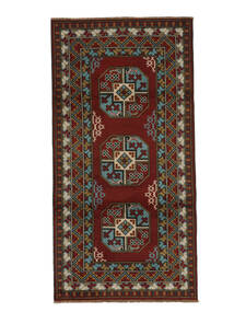  Afghan Fine Rug 101X201 Wool Black/Brown Small Carpetvista