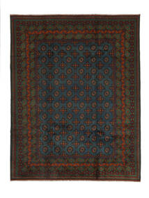  Afghan Fine Rug 201X256 Wool Black/Dark Red Carpetvista