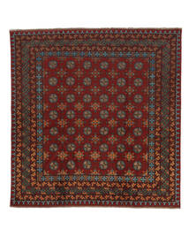 絨毯 オリエンタル アフガン Fine 200X207 正方形 ブラック/ダークレッド (ウール, アフガニスタン)