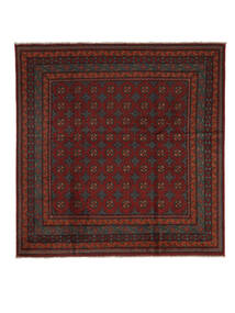  Orientalsk Afghan Fine Teppe 200X204 Kvadratisk Svart/Mørk Rød Ull, Afghanistan Carpetvista