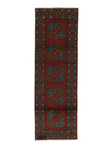 78X242 Afghan Fine Teppe Orientalsk Løpere Svart/Mørk Rød (Ull, Afghanistan) Carpetvista