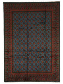 250X354 Afghan Fine Tæppe Orientalsk Sort/Mørkerød Stort (Uld, Afghanistan) Carpetvista
