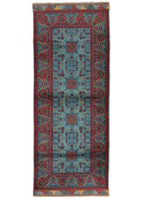 85X214 絨毯 Kunduz オリエンタル 廊下 カーペット 黒/ダークターコイズ (ウール, アフガニスタン)