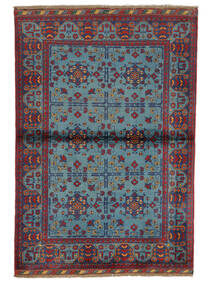 Kunduz Teppich 101X150 Schwarz/Dunkelrot Wolle, Afghanistan Carpetvista