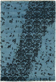 142X203 絨毯 Damask Collection モダン ダークブルー/ブラック (インド)