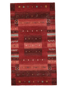 絨毯 ギャッベ Loribaft 87X160 ダークレッド/ブラック (ウール, インド)