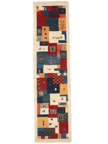 絨毯 ギャッベ Loribaft 79X307 廊下 カーペット ベージュ/ブラック (ウール, インド)