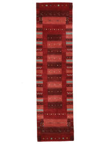 78X298 Tappeto Gabbeh Loribaft Moderno Passatoie Rosso Scuro/Nero (Lana, India) Carpetvista