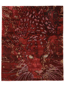 148X179 絨毯 ギャッベ Loribaft モダン ブラック/ダークレッド (ウール, インド) Carpetvista