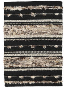 Moroccan Berber - Indo Teppich 160X230 Schwarz/Braun Wolle, Indien Carpetvista