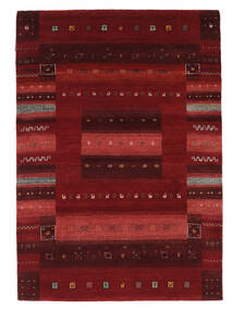 絨毯 ギャッベ Loribaft 123X176 ブラック/ダークレッド (ウール, インド)