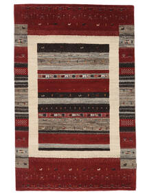 絨毯 ギャッベ Loribaft 118X184 ブラック/ダークレッド (ウール, インド)