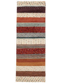 74X205 絨毯 ギャッベ Loribaft モダン 廊下 カーペット ダークレッド/ベージュ (ウール, インド) Carpetvista
