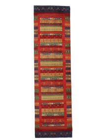 82X299 絨毯 ギャッベ Loribaft モダン 廊下 カーペット ダークレッド/ブラック (ウール, インド) Carpetvista