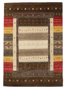 168X236 絨毯 ギャッベ Loribaft モダン ブラック/茶色 (ウール, インド) Carpetvista