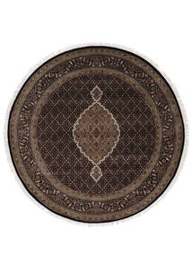  Orientalischer Täbriz Royal Teppich Ø 200 Rund Schwarz/Braun Wolle, Indien Carpetvista