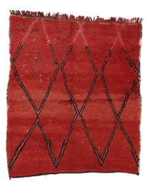 140X160 Berber Moroccan - Mid Atlas Vintage Teppich Moderner Dunkelrot/Schwarz (Wolle, Marokko) Carpetvista
