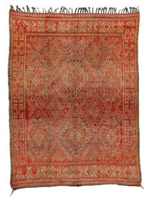 Tapis Berber Moroccan - Mid Atlas Vintage 195X260 Rouge Foncé/Marron (Laine, Maroc)