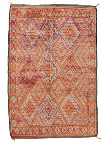  203X290 Berber Moroccan - Mid Atlas Vintage Teppe Brun/Mørk Rød Marokko Carpetvista