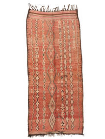  Berber Moroccan - Mid Atlas Vintage 155X348 Wool Rug Brown/Red Small Carpetvista
