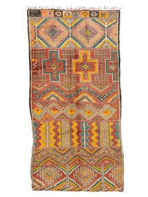  Berber Moroccan - Mid Atlas Vintage 195X386 Wool Rug Brown/Dark Yellow Carpetvista