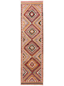  88X321 Herki Kelim Vintage Teppich Läufer Braun/Dunkelrot Türkei Carpetvista