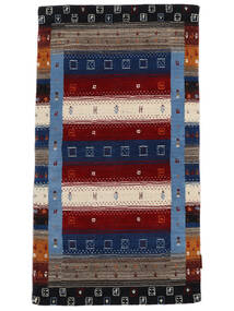 80X146 絨毯 ギャッベ Loribaft モダン ブラック/ダークレッド (ウール, インド) Carpetvista