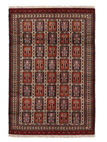  Turkaman Szőnyeg 135X200 Perzsa Gyapjúszőnyeg Fekete/Sötétpiros Kicsi Carpetvista