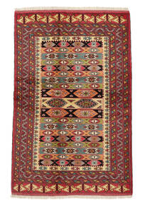 絨毯 トルクメン 130X207 ダークレッド/ブラック (ウール, ペルシャ/イラン)