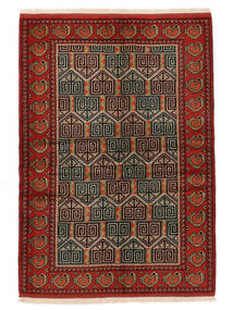  Turkaman Tappeto 139X194 Persiano Di Lana Nero/Rosso Scuro Piccolo Carpetvista