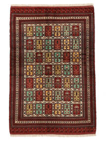  Turkaman Tappeto 132X193 Persiano Di Lana Nero/Rosso Scuro Piccolo Carpetvista