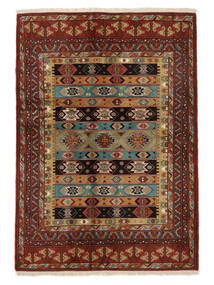  138X196 Turkaman Rug Black/Brown Persia/Iran Carpetvista