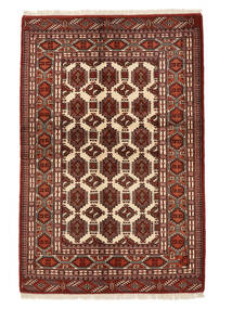 132X197 Turkaman Rug Oriental Black/Dark Red (Wool, Persia/Iran) Carpetvista