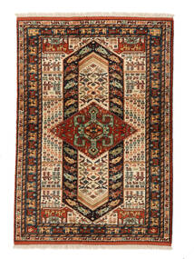 Turkaman Teppich 135X193 Schwarz/Braun Wolle, Persien/Iran Carpetvista