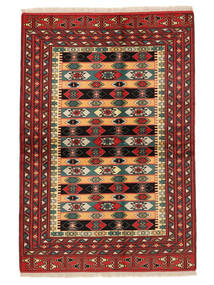 135X196 Turkaman Vloerkleed Oosters Donkerrood/Zwart (Wol, Perzië/Iran) Carpetvista