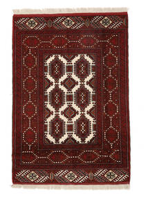  Persischer Turkaman Teppich 88X126 Schwarz/Dunkelrot (Wolle, Persien/Iran)