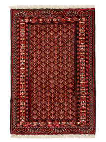 Tapis Turkaman 84X124 Noir/Rouge Foncé (Laine, Perse/Iran)