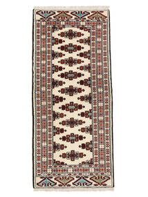 86X189 絨毯 トルクメン オリエンタル 廊下 カーペット ベージュ/ブラック (ウール, ペルシャ/イラン) Carpetvista