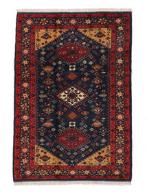 108X155 Turkaman Teppich Orientalischer Schwarz/Dunkelrot (Wolle, Persien/Iran) Carpetvista