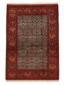 107X151 Tapis Turkaman D'orient Noir/Rouge Foncé (Laine, Perse/Iran) Carpetvista
