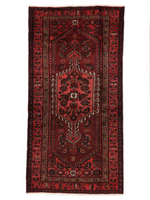  Orientalischer Hamadan Teppich 102X203 Schwarz/Dunkelrot Wolle, Persien/Iran Carpetvista