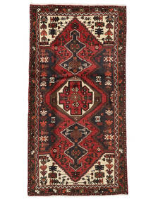 Hamadan Teppich 100X188 Schwarz/Dunkelrot Wolle, Persien/Iran Carpetvista