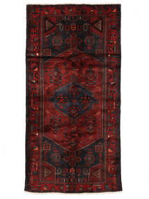  Hamadan Rug 104X210 Persian Wool Black/Dark Red Small Carpetvista