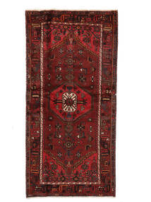 107X227 Tapete Oriental Hamadã Preto/Vermelho Escuro (Lã, Pérsia/Irão) Carpetvista