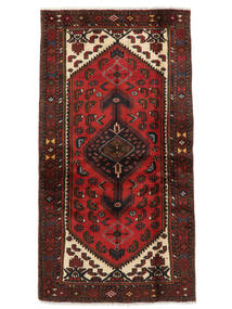  Oriental Hamadan Rug 103X194 Black/Dark Red Wool, Persia/Iran Carpetvista